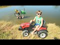 Saving our tractor from the bottom of the lake | Tractors for kids