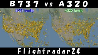 【Flightradar24】Boeing B737 vs. Airbus A320