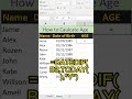 how to calculate age in Excel  #shorts  #viral #facts #ytshorts