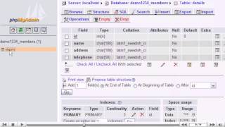 Modifying fields in database tables with phpMyAdmin - phpMyAdmin Tutorials