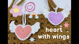 How to crochet a heart with wings/for beginner/step by step #crochet #handmade #tutorial