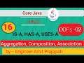 IS-A, HAS-A, USES-A relationship || Aggregation, Composition, Association