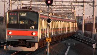 FHD JR武蔵野線205系5000番台M5編成折り返し新習志野行き吉川美南駅入線