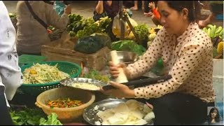 Market street food in Cambodia, Morning market in Phnom Penh, Asian market