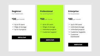 Learn How to Make a Responsive Price Table in HTML & CSS | Pricing Table Design Using Html And Css
