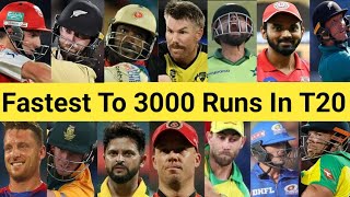 Fastest To 3000 Runs In T20 Cricket 🏏 Top 25 Batsman 😱 #shorts #klrahul #babarazam