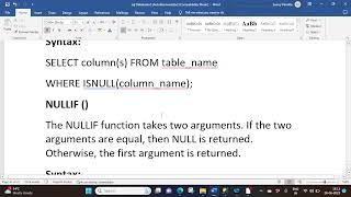 SQL Server Null Function and Comment. Session 28