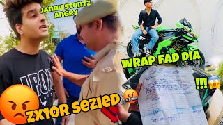 ZX10R Seized Kr De JANNU STUNTZ🤬POLICE Na WRAP FAD Dia😱@Motovloggerjannustunts