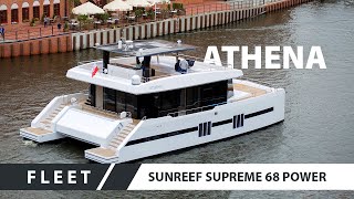 Sunreef Supreme 68 Power Catamaran Athena on the Motlawa River  in Gdansk, Poland