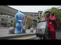 asian games mascots compete in a relay to assist the kfc riders in delivering gifts