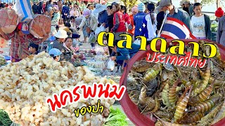 ตลาดนัด-ไทยลาว บ้านหนาด ไข่มดแดง ได้หลายๆ ของป่าอาหารลาว ริมโขงนครพนม