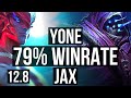 YONE vs JAX (TOP) | 79% winrate, 12/1/5, 7 solo kills, Dominating | BR Master | 12.8