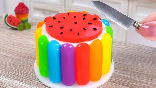 Watermelon Rainbow Cake🌈Beautiful rainbow jelly decorated watermelon cake idea💞Sweet Mini Cake💞