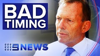 Tony Abbott runs into climate change rally | Nine News Australia