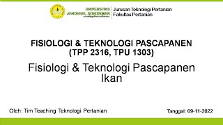 Fisiologi dan Teknologi Pascapanen Ikan