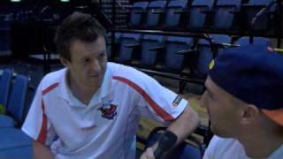 Rd 1: Cam Tragardh chats before Wollongong ahm Hawks / Perth Wildcats game