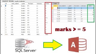 sql tutorial: export data from sql to access using Query