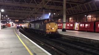 (HD) DRS 37604 TnT Europhoenix 37608 depart Waterloo in style, with clag \u0026 sparks! 12/1/17