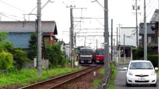 名鉄3300系＆3500系　竹鼻線　南宿駅行き違い