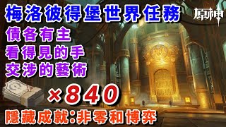 【原神4.1】梅洛彼得堡世界任務:債各有主/看得見的手/交涉的藝術/特許券:840/隱藏成就:非零和博弈/楓丹世界任務/監獄書