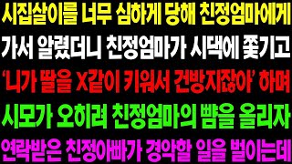 실화사연 시집 살이을 너무 심하게 당해 친정 엄마에게 모두 알렸더니 시댁에 쫓아간 친정 엄마가 경악할 일을 당하는데    사이다 사연,  감동사연, 톡톡사연