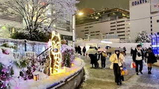 【4K】Tokyo Snowy Night Walk - Shinjuku (Jan.2022)