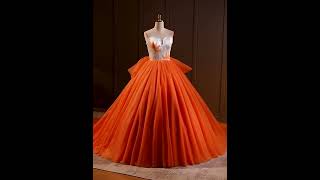 Elegant Orange Pearl Prom Dresses