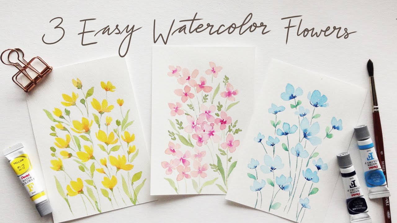 Easy Watercolor Flowers Tutorial How To Draw Paint Garden Flowers