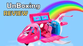 Unboxing Barbie Dreamplane Playset with 15+ Themed Accessories - Kids Pretend Play & REVIEW