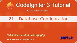 21 - Database Configuration in CodeIgniter 3 | CodeIgniter 3 Tutorial