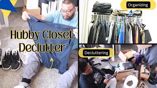 Hubby Closet DECLUTTER 2025/ Closet Organization/Clean and Declutter with me 2025