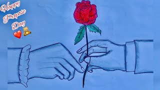 how to draw a valentine couple drawing step by step_world rose day drawing #couple
