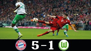 Bayern Munich 5 - 1 Wolfsburg Bundesliga 2015●R. Lewandowski’s 5 Goals in 9 minutes!!●Classic Match