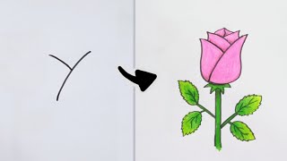 สอนวาดดอกกุหลาบ แบบง่ายๆ 🌹 / วาดรูป || Easy drawing Rose / drawing Rose