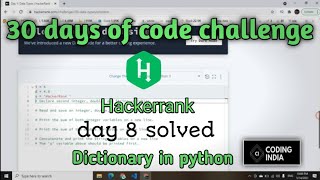 hackerrank 30 days of code - python | day 8 solution | hackerrank problem solving | coding india