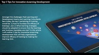 Top 5 Tips For Innovative eLearning Development - EI Design