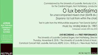 Makor Andrej: O LUX BEATISSIMA (SSATB div) by UoL Cardinal Singers \u0026 Kent Hatteberg