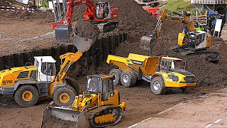 Big Construction Sites and many RC Trucks Dozer Excavator Dumper RC Machines Friedrichshafen 2022 4K