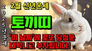 토끼띠 주목! 2025년 2월 토끼띠 운명이 바뀝니다ㅣ힘들었던 상반기를 한번에 보상받을 재물이 들어옵니다 51년생 63년생 75년생 87년생 99년생 토끼띠운세 재물운