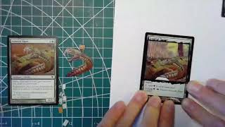 Timelaps DIY MTG 3D token deathtouch snake with art from Ambush Viper and Tranquil Thicket