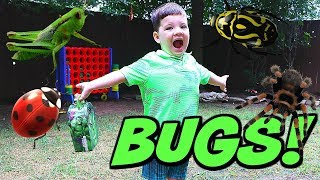 Caleb & Mommy Play Outside & Find REAL BUGS! Pretend Play with Insects!