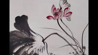 國畵技法寫意荷花漂亮有神 so nice lotus painting