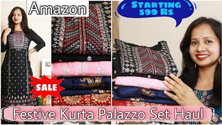 Amazon Kurta Palazzo Set Haul Starting @ 599 Rs | Amazon Festive Kurta Set Haul \u0026 Review | Ranjana R