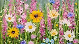 How to Paint a Wildfower Garden Acrylic Painting LIVE Tutorial