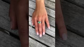 2.33 Carat Natural Colombian Emerald Old European Diamond Engagement Ring 14K