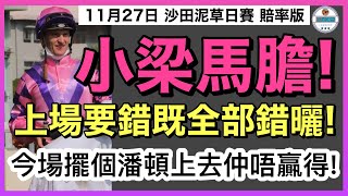 [小梁論馬}11月27日沙田泥草日賽~賠率版 | 小梁馬膽! | 上場要錯嘅全部錯曬! | 今場擺個潘頓上去仲唔贏得! | 賽馬KOL-小梁@KleagueworkshopKen