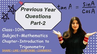 Important PYQs II Chapter- Introduction to Trigonometry II Class 10th 2024 Board Exam Part-2