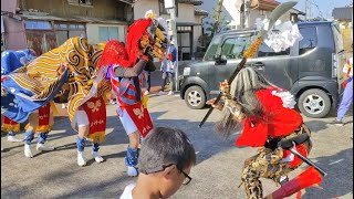 新湊 草岡の獅子  町廻し 2023 富山県射水市射水町 Japanese traditional art lion dance