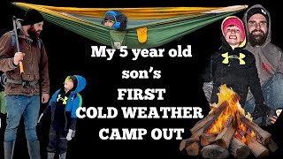 5 Year Old Camps During Winter Ice Storm