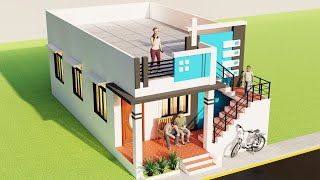 एक मंजिल में तीन कमरे का सुन्दर मकान,3D 3 Bedroom Small House Design,20x35 Ghar ka Naksha